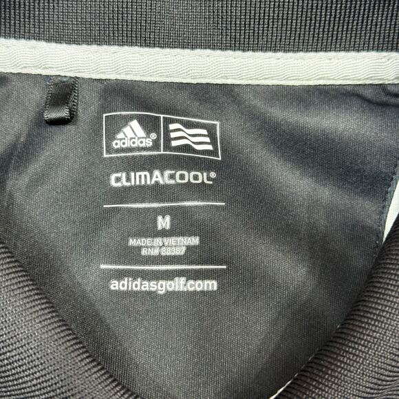 Adidas Climacool Polo Shirt Mens Medium Black Printed Golf Moisture wick Active‎ - Picture 2 of 8